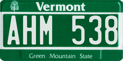 VT license plate AHM538
