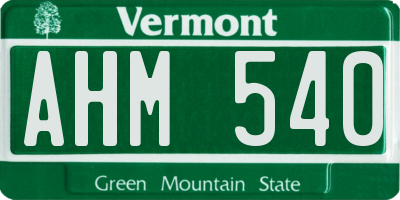 VT license plate AHM540