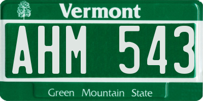 VT license plate AHM543