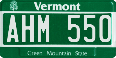 VT license plate AHM550