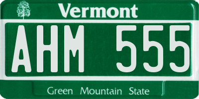 VT license plate AHM555