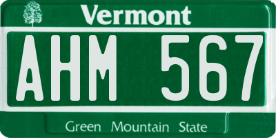 VT license plate AHM567