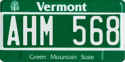 VT license plate AHM568