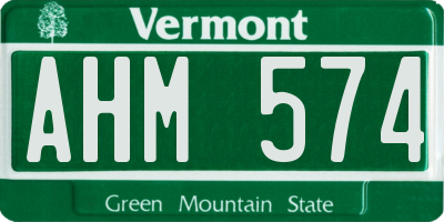 VT license plate AHM574