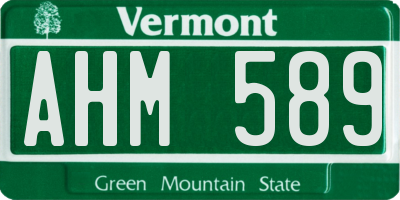 VT license plate AHM589