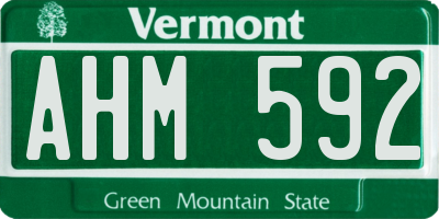 VT license plate AHM592