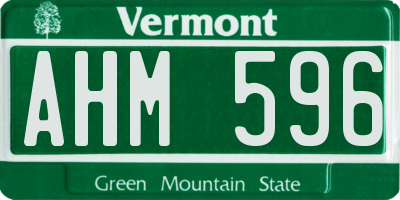 VT license plate AHM596