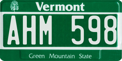 VT license plate AHM598