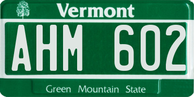 VT license plate AHM602