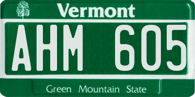 VT license plate AHM605
