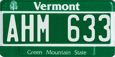 VT license plate AHM633