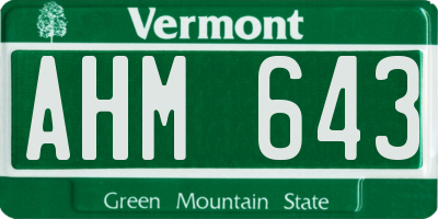 VT license plate AHM643