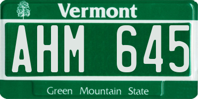 VT license plate AHM645