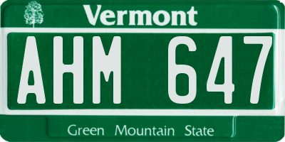 VT license plate AHM647