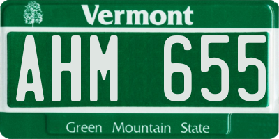 VT license plate AHM655