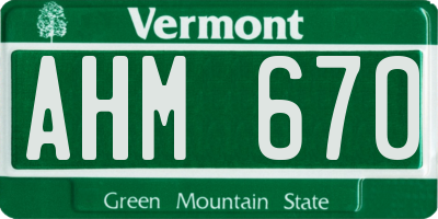 VT license plate AHM670
