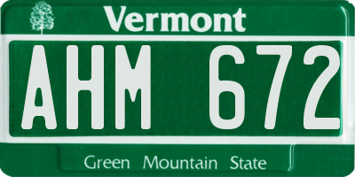 VT license plate AHM672