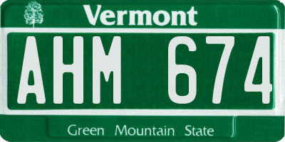 VT license plate AHM674