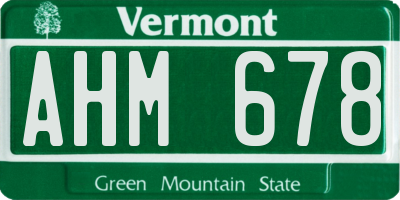 VT license plate AHM678