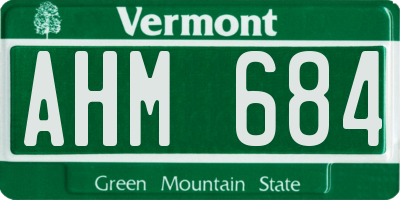 VT license plate AHM684