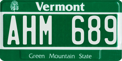 VT license plate AHM689