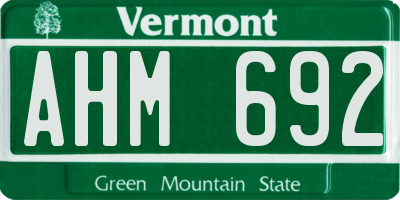 VT license plate AHM692