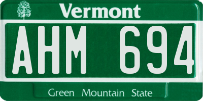 VT license plate AHM694