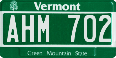 VT license plate AHM702