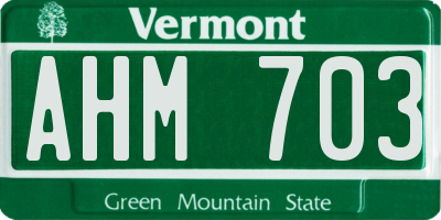 VT license plate AHM703