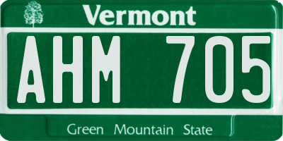VT license plate AHM705
