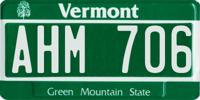 VT license plate AHM706