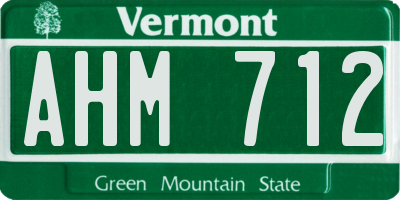 VT license plate AHM712
