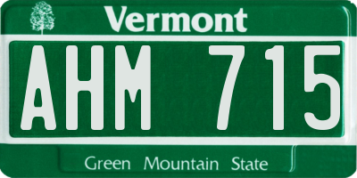 VT license plate AHM715