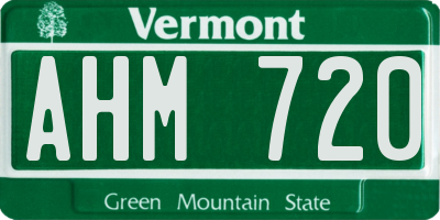 VT license plate AHM720