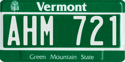 VT license plate AHM721