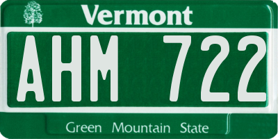 VT license plate AHM722