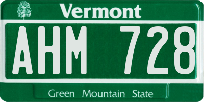 VT license plate AHM728