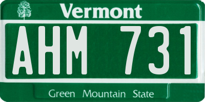 VT license plate AHM731