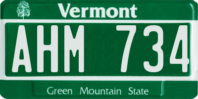 VT license plate AHM734