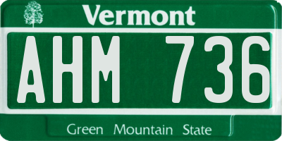 VT license plate AHM736