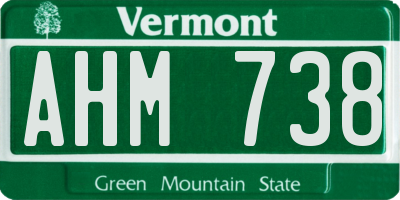 VT license plate AHM738