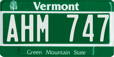 VT license plate AHM747