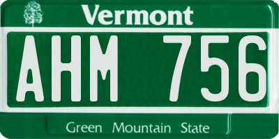 VT license plate AHM756