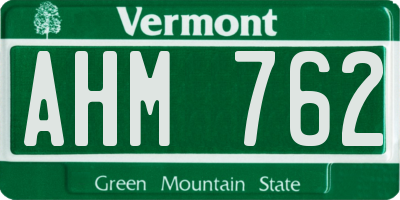 VT license plate AHM762