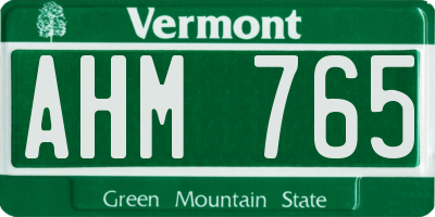 VT license plate AHM765