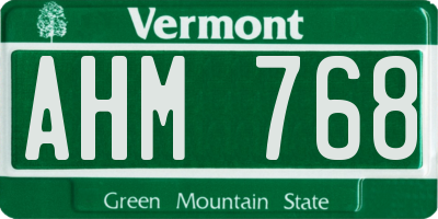 VT license plate AHM768