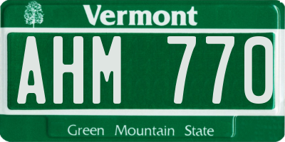 VT license plate AHM770