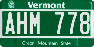 VT license plate AHM778