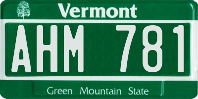 VT license plate AHM781