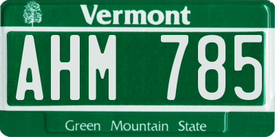 VT license plate AHM785